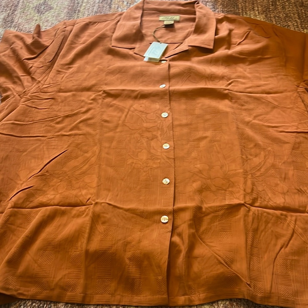 Gold tri mountain shirt, size 3XL, real silk